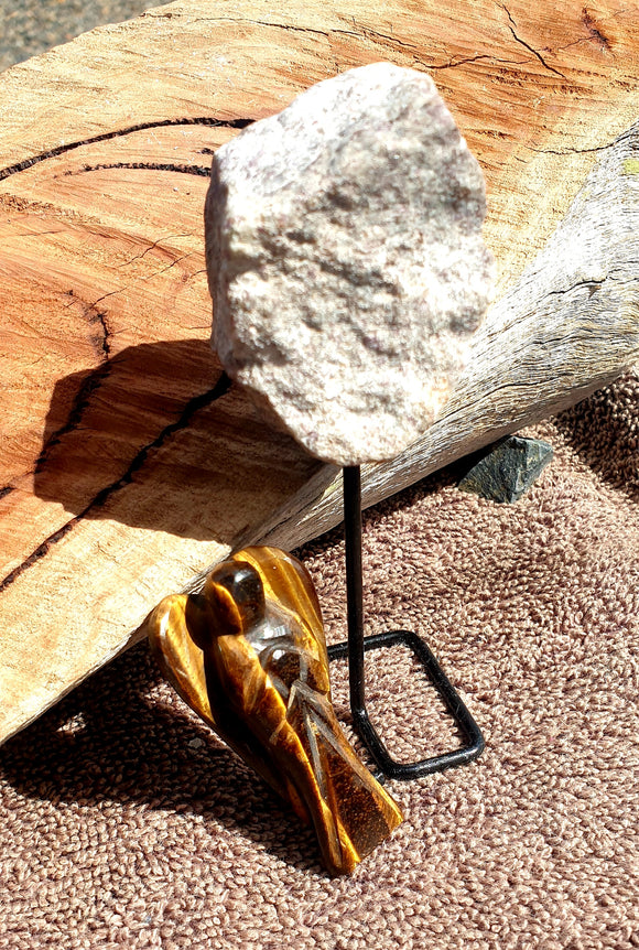#1 Tigers Eye Angel with BONUS Rough on Stand